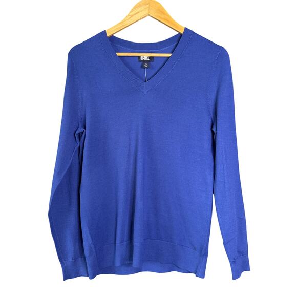 Lands‎ End Sweater Women Small Blue VNeck Pullover Casual Classic Long Sleeve - Picture 1 of 9